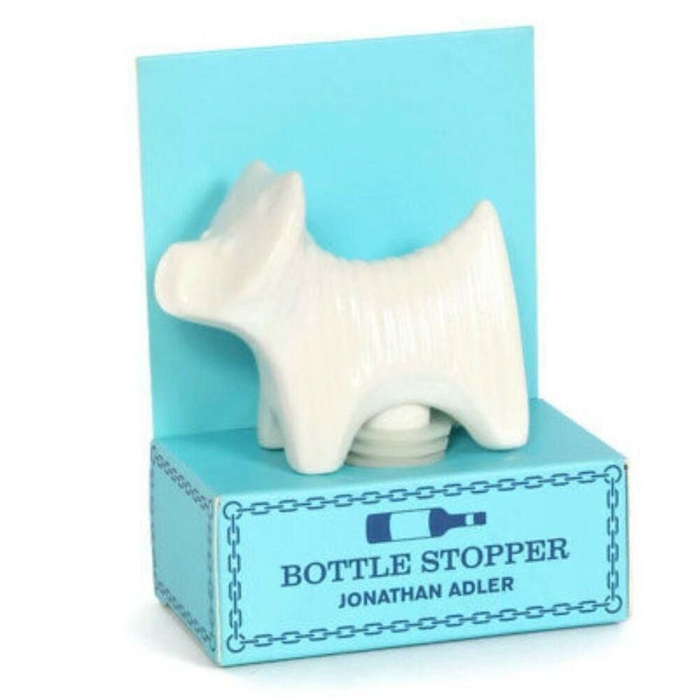 Jonathan Adler Terrier Bottle Stopper NIB Ceramic Rare